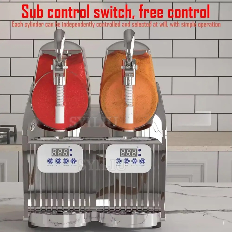 Slushy Machine - เครื่องทำน้ำแข็งปั่นอัตโนมัติ เครื่องทำเครื่องดื่มแช่แข็งไฟฟ้า เครื่องทำน้ำแข็งเกล็ดหิมะ เครื่องทำน้ำผลไม้ปั่น สำหรับร้านเครื่องดื่ม